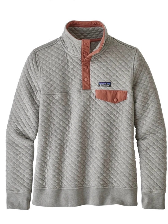 Patagonia Tops - Patagonia Quilted Snap Pullover sweatshirt fleece top Light Gray women’s large